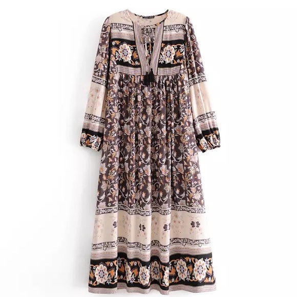 Vintage Boho Flowing Bohemian Long Shift Maxi - Picture 4 of 13